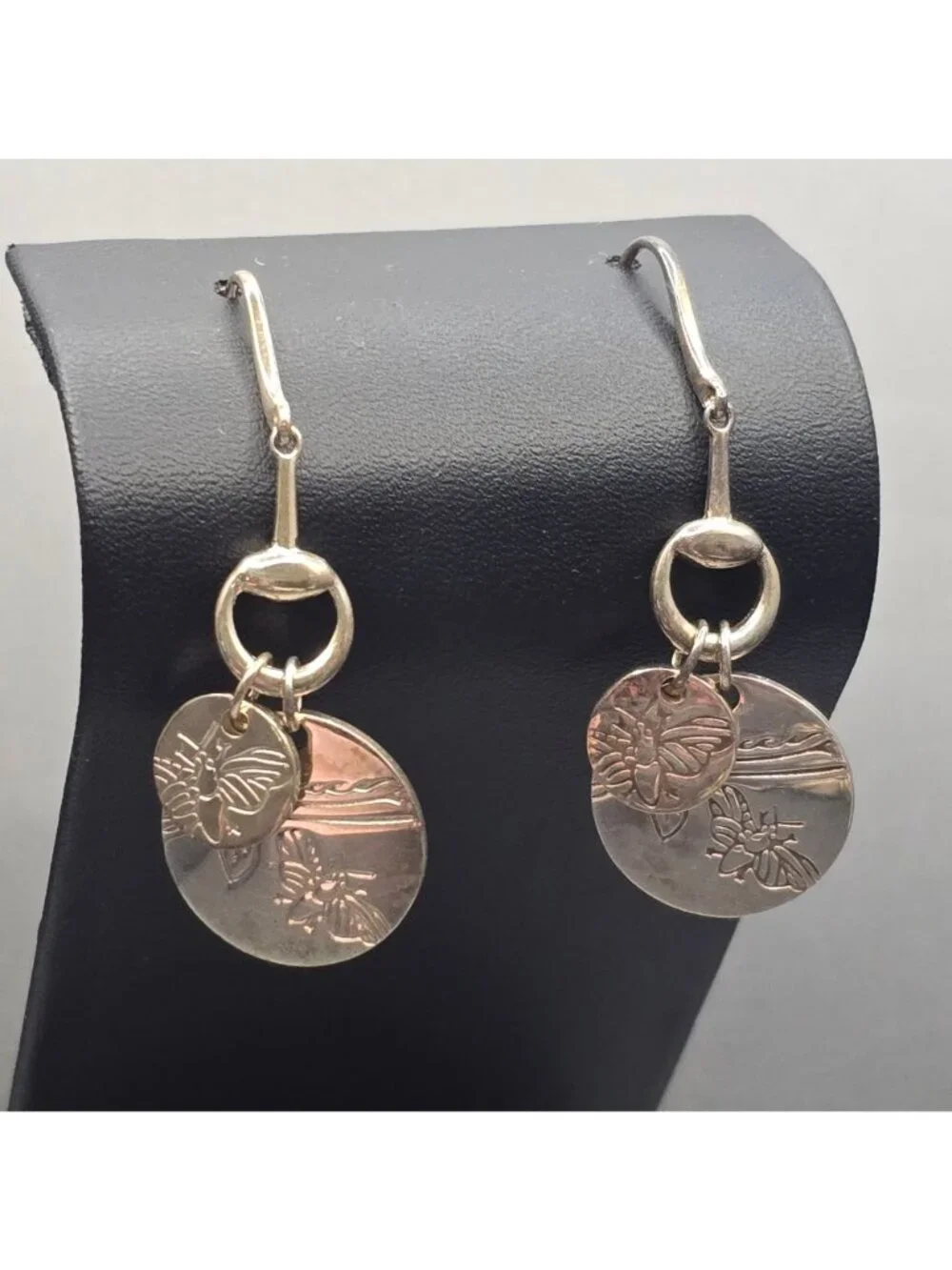 Gucci Metal Horsebit Bee Drop Earrings 2